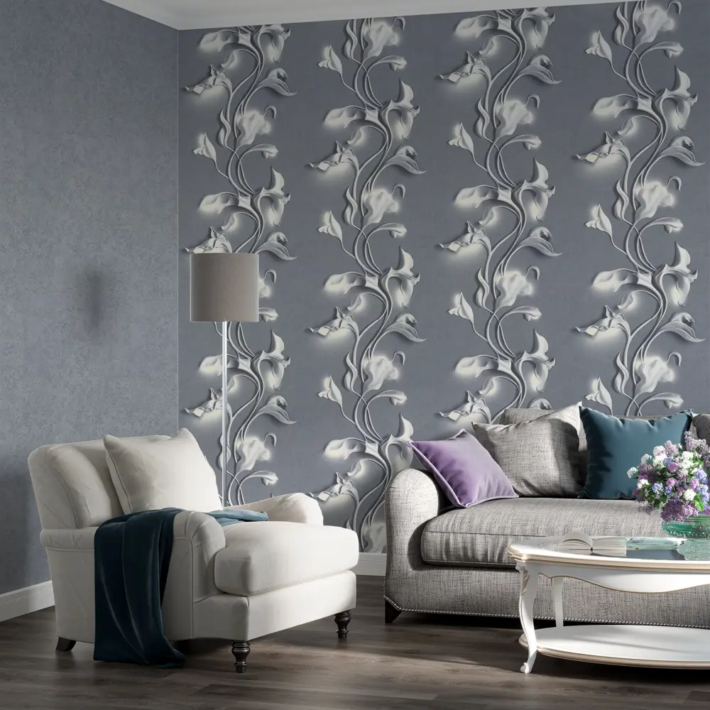 Обои флизелиновые Palitra Home Barelief темно-серые 1.06 м HC72275-41 STLM-2163125 - Вид №4