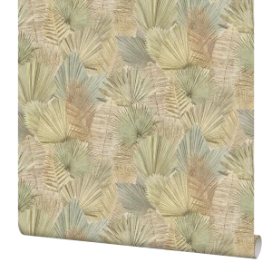 Обои флизелиновые Wall up Holiday бежево-зеленые 1.06 м 647549