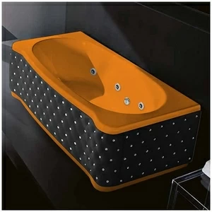 Ванна Gruppo treesse New Classic Young STX-V674B-SX-KCS-O оранжевая с гидромассажем и дезинфекцией прямоугольная левая чёрная кожа кристаллы сваровски