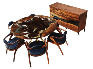 Обеденный набор из дерева и смолы