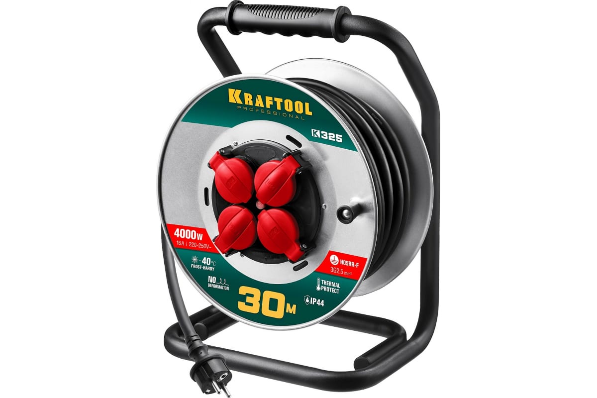 Удлинитель силовой KRAFTOOL 55086-30 черный 9107331 STDN-0033486