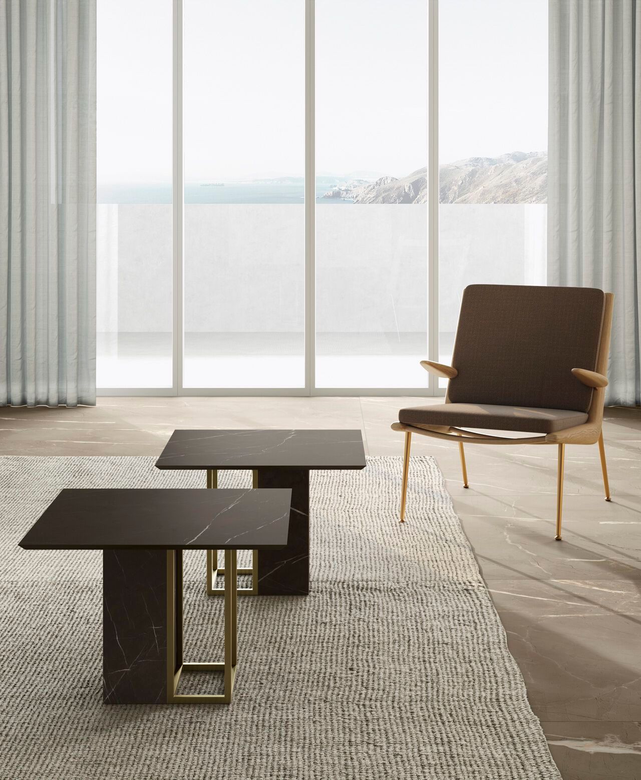 Квадратный журнальный столик из керамогранита CERAMICA FONDOVALLE SHAPE ARCH-00024719