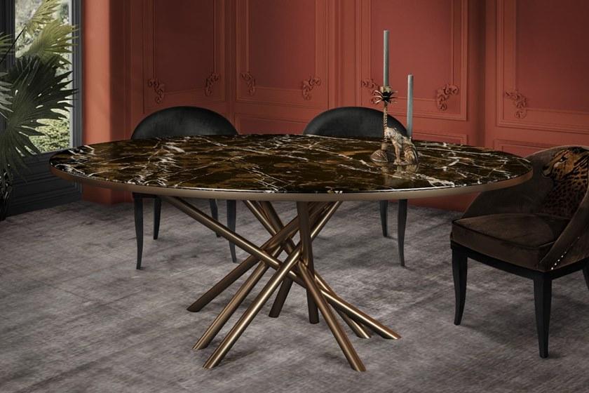 Malabar Овальный обеденный стол из мрамора Duchess sun-id-1498037 - Вид №3