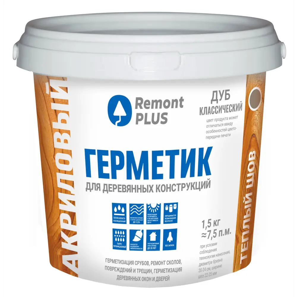 84534358 Герметик акриловый Remont PLUS для деревянных конструкций дуб классический 900 мл STLM-0853050