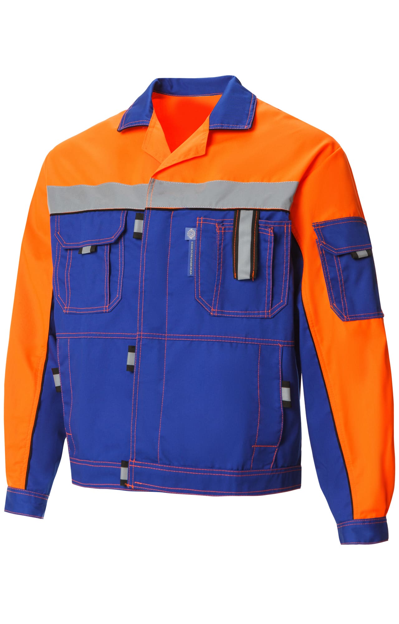 61855 Костюм "Профессионал-2" с СВП василек-оранжевый-черный  Летняя спецодежда  размер 52-54/170-176  - Вид №1