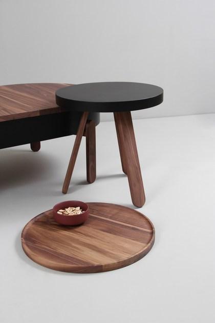 Woodendot Круглый журнальный столик из орехового дерева с подносом sun-id-1386148 - Вид №2