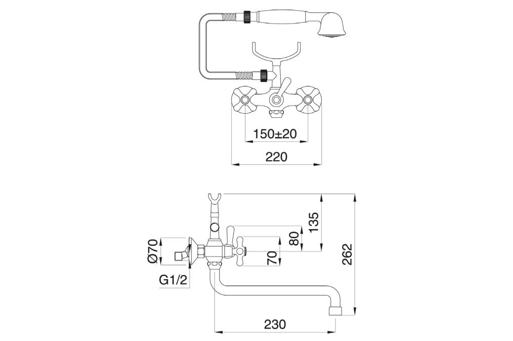 Настенный наружный смеситель для ванны Gaia Mobili Complements ARCH-00021646 - Вид №1