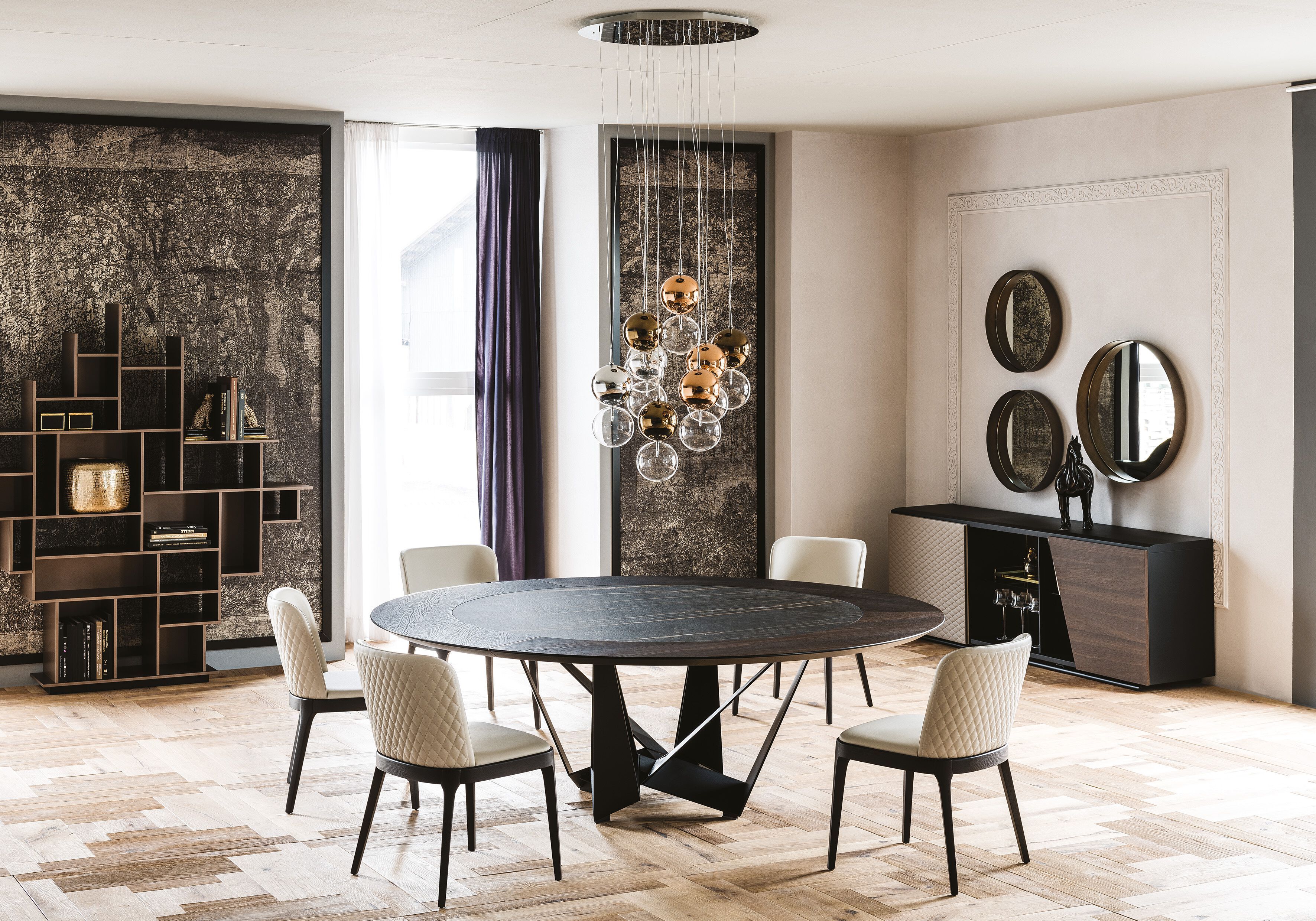 Круглый деревянный стол и вращающаяся керамическая вставка Cattelan italia ARCH-00119244 - Вид №1