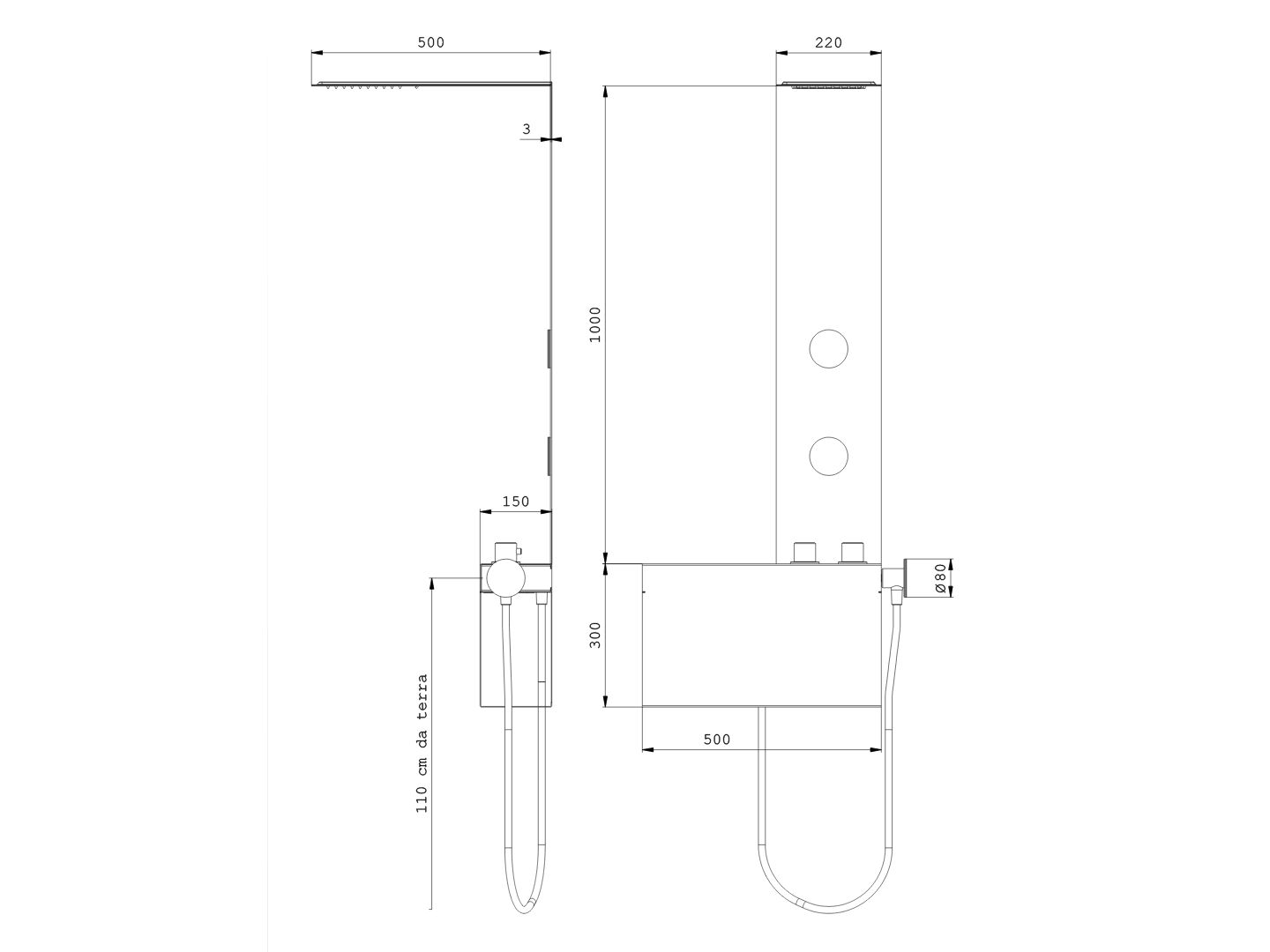Настенная душевая панель из нержавеющей стали с ручным душем и душем Cropelli Alyssia ARCH-00105105 - Вид №34