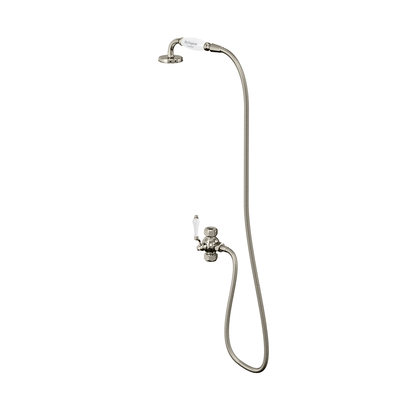 Burlington Керамическая телефонная трубка, шланг и дивертор Хром с черным акцентом V27 BLA  - Вид №2