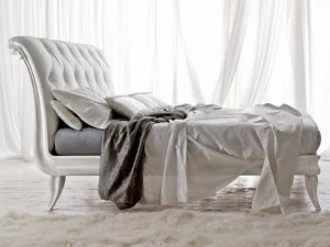 CorteZari Двуспальная кровать из кожи с обитым изголовьем Elegance 918-t