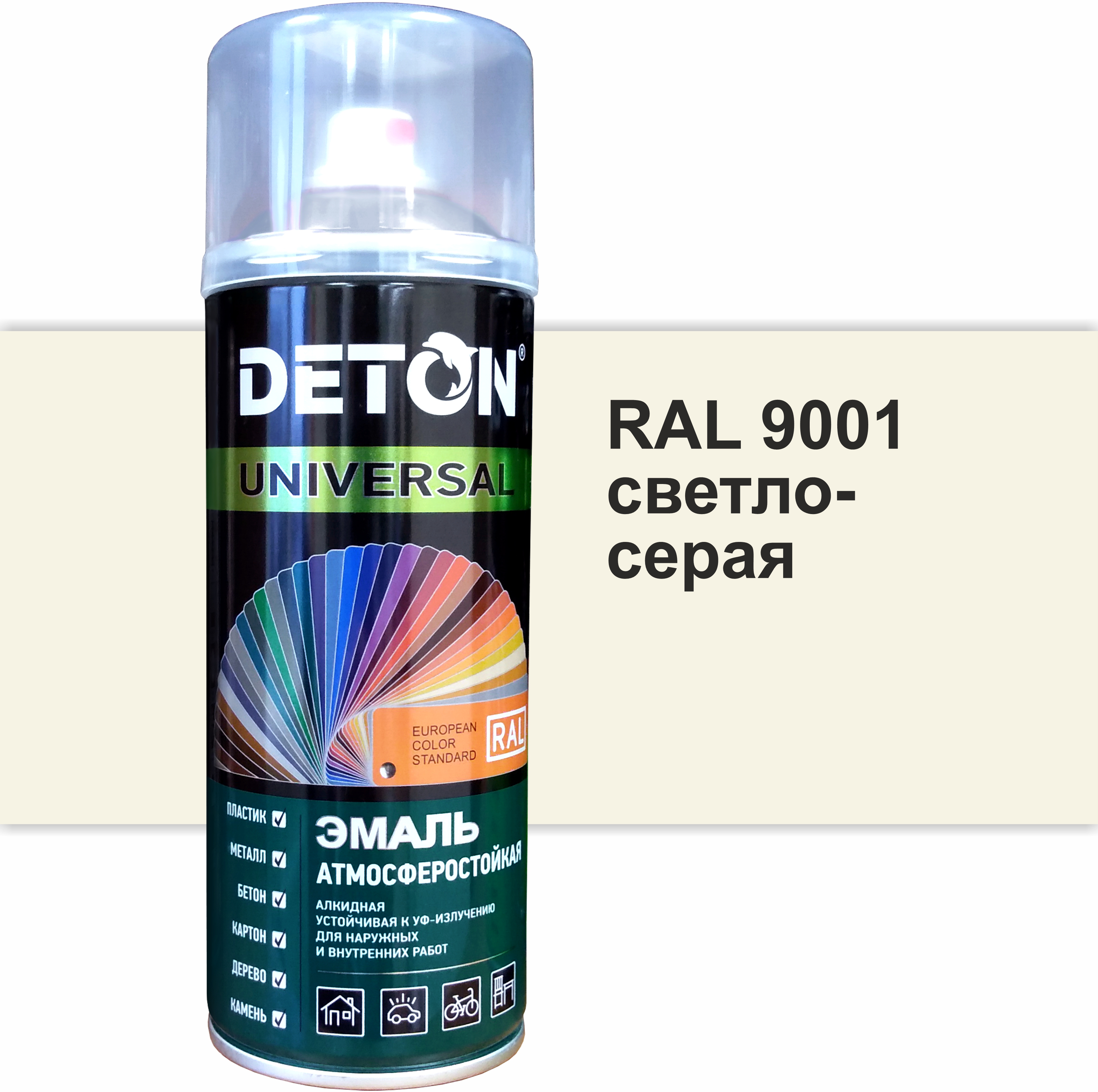 90357131 Эмаль аэрозольная DTN-A70881 алкидная RAL 9001 светло-серый глянцевый 520 мл STLM-0198986 DETON