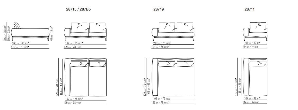 Ткань диван Flexform Грегори ARCH-00070325 - Вид №16