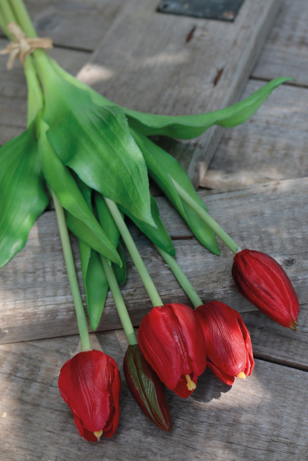 2952 444 a3 Искусственный букет тюльпанов, 5-цветков, 37 см, красный H-andreas  - Вид №3