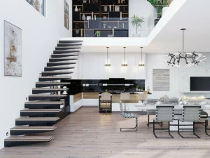 Siller Treppen Прямая консольная лестница из стали со светодиодами Cubus