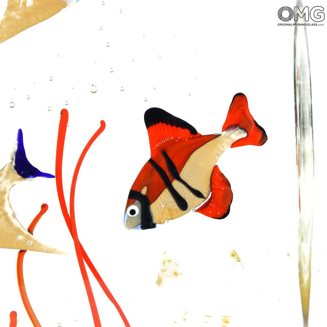 4226 ORIGINALMURANOGLASS Скульптура Аквариум с тропическими рыбками - муранское стекло OMG 20 см  - Вид №1