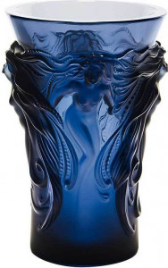 10563533 Lalique Ваза Fantasia синяя Хрусталь