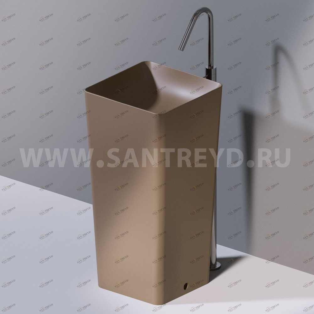 L506T0R0VT Раковина напольная ELITE SQUARE 420х420х870 мм без отверстия под смеситель Горчичный матовый AeT ITALIA