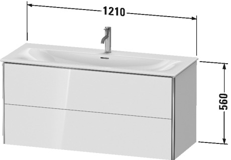 XS432609292 Тумбочка подвесная XSquare #XS4326 1210 x 478 мм Каменно-серый шелковисто-матовый лак Duravit - Вид №1
