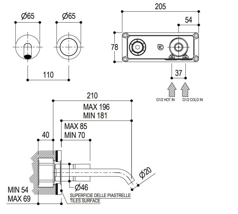 Однорычажный смеситель для раковины из нержавеющей стали Ritmonio Diametro35 Inox Concrete ARCH-00099462 - Вид №2