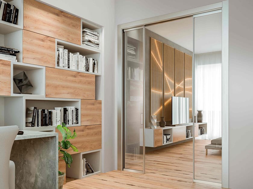 Раздвижные стеклянные двери с косяками Scrigno ACQUA CON STIPITI ARCH-00106916