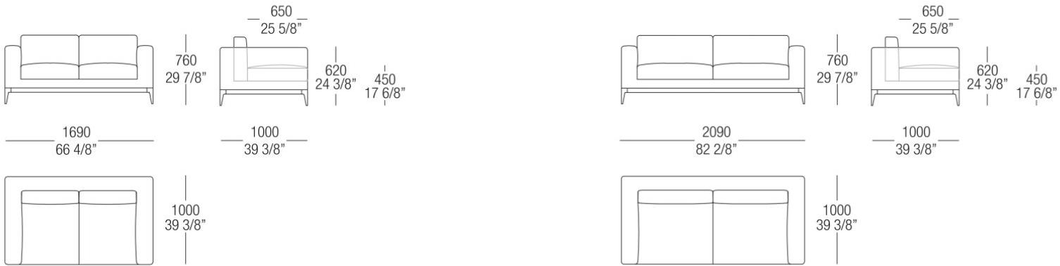 MisuraEmme 3-х местный тканевый диван с полкой для журналов Misuraemme sun-id-1436369 - Вид №1
