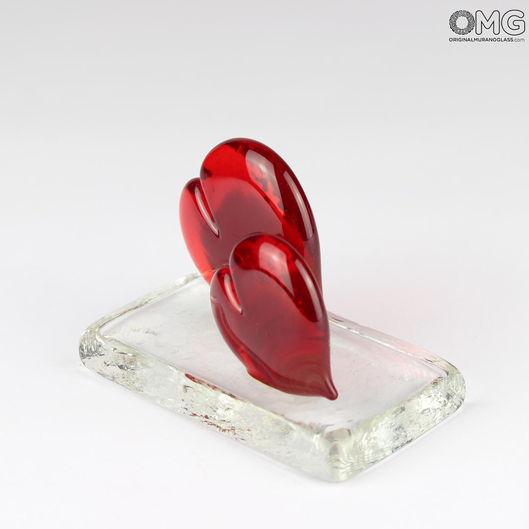 3059 ORIGINALMURANOGLASS Пресс-папье Влюблённые сердца - Original Murano Glass OMG 5 см  - Вид №1