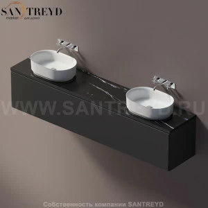 Agape ELL Столешница на тумбу с возможностью установки 1-2 раковины. Размер: длина от 240 см до 260 см. Отделка: черный мрамор AELLM2MCC2426ED