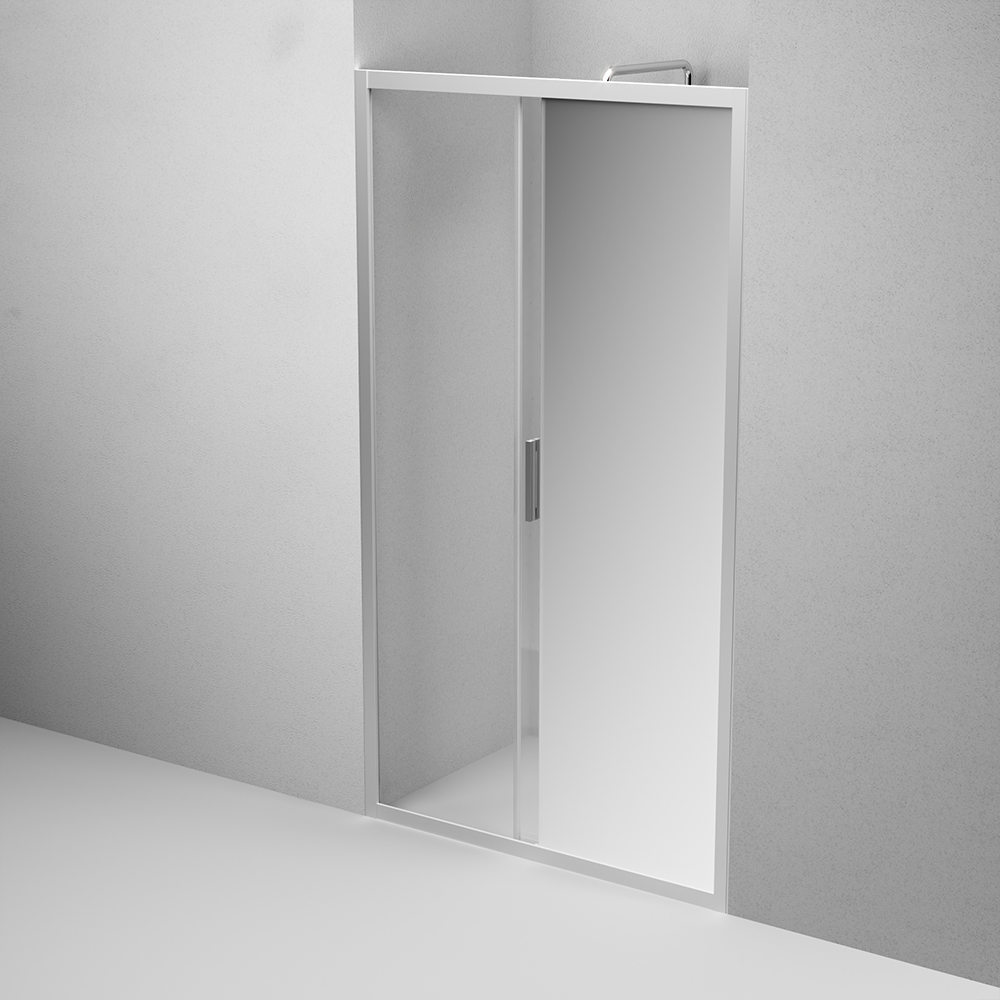 W90G-110-1-195MMir Solo Дверь душевая 110х195 стекло зеркальное профиль матовый хром AM.PM Gem - Вид №4