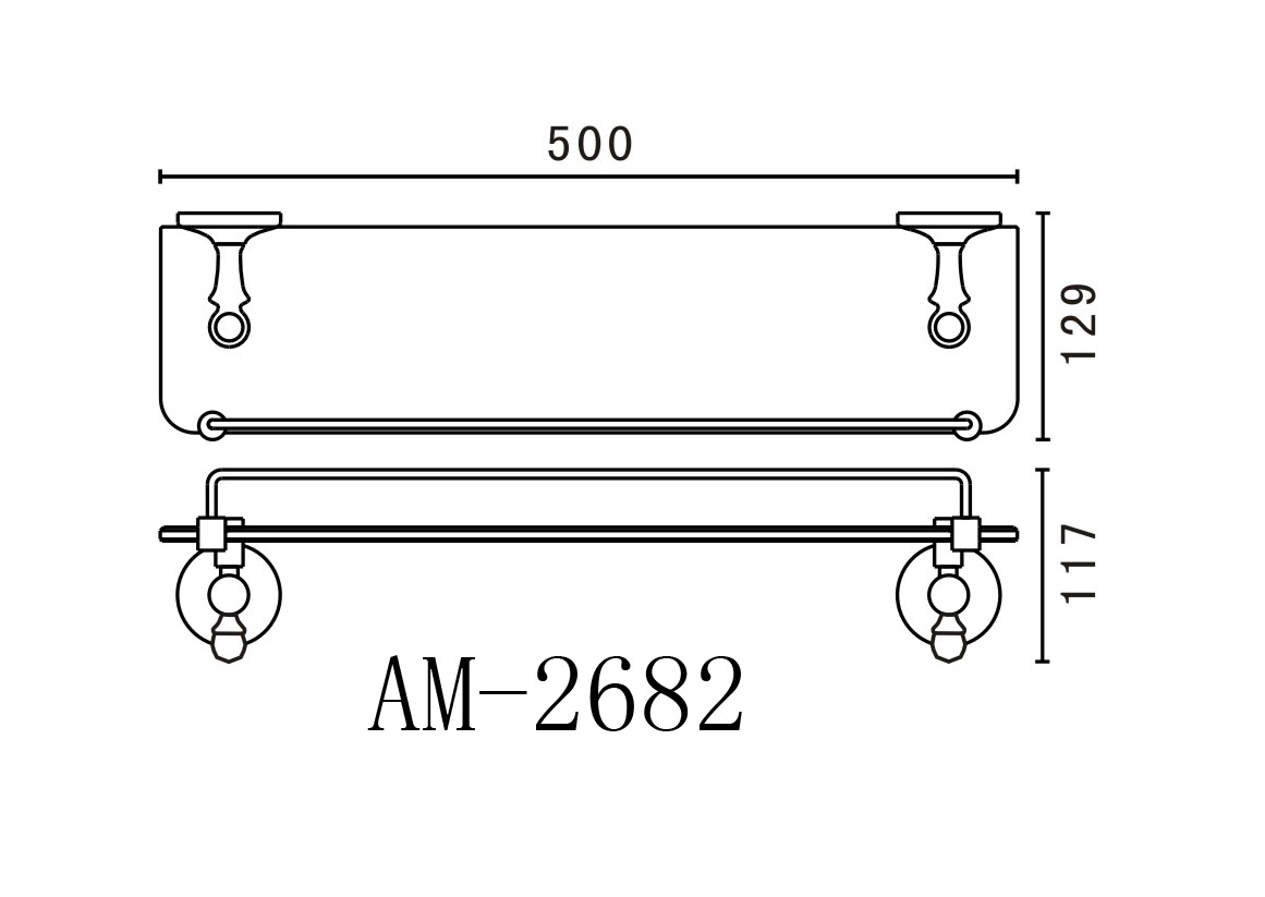 Полка стеклянная ART&MAX ANTIC AM-E-2682AL  - Вид №1