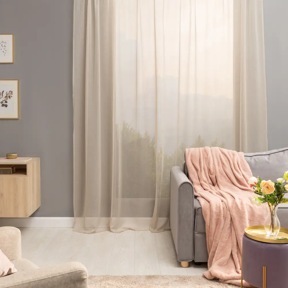 INSPIRE Softy — воздушный тюль бежевый 260х300 см 81944937 STLM-0014336