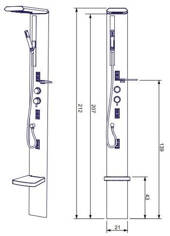 Gruppo Geromin Душевая стойка стальная угловая с душевой лейкой Quarantacinque sun-id-1439859 - Вид №1