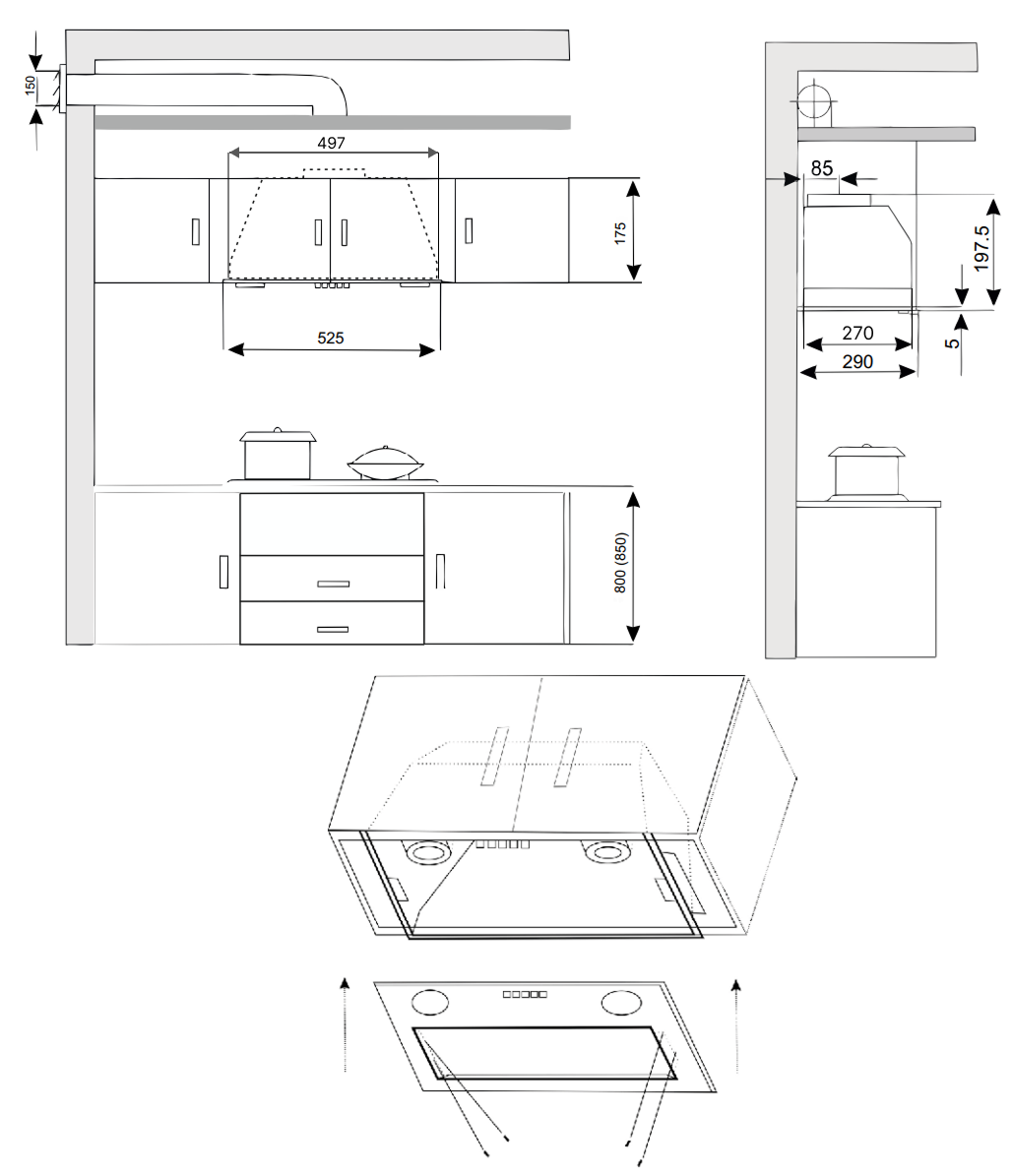 9240872 Вытяжка полновстраиваемая EXITEQ EX-1446 черный STDN-0069765 - Вид №13