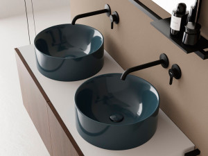 Керамическая столешница круглый умывальник