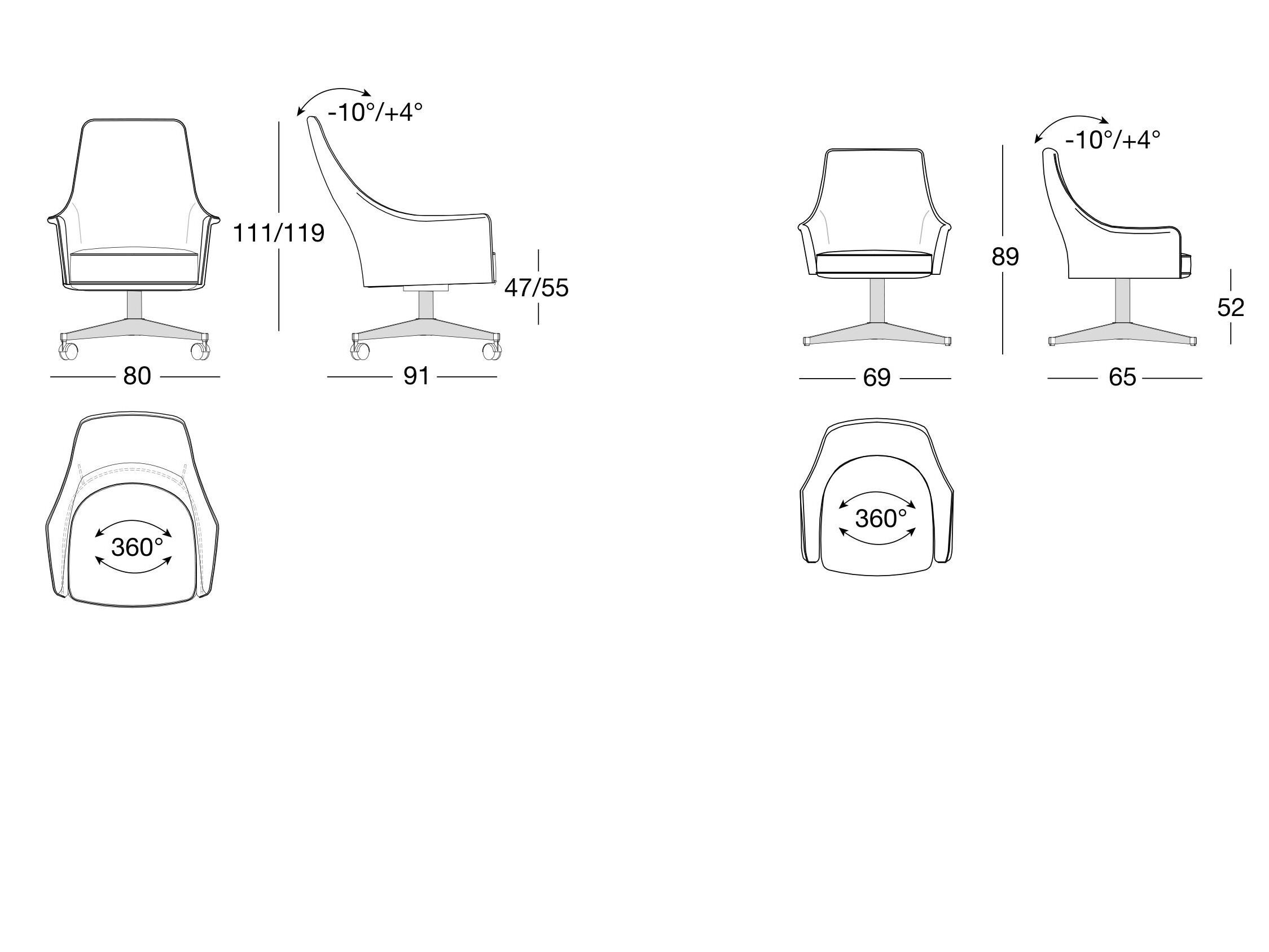 Вращающееся кресло с подлокотниками Longhi Blooming ARCH-00107511 - Вид №4