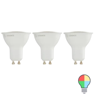 Набор умных ламп светодиодных Wi-Fi Ledvance Smart Plus GU10 220-240 В 5 Вт спот прозрачная 350 лм, изменение цвета RGB, 3 шт