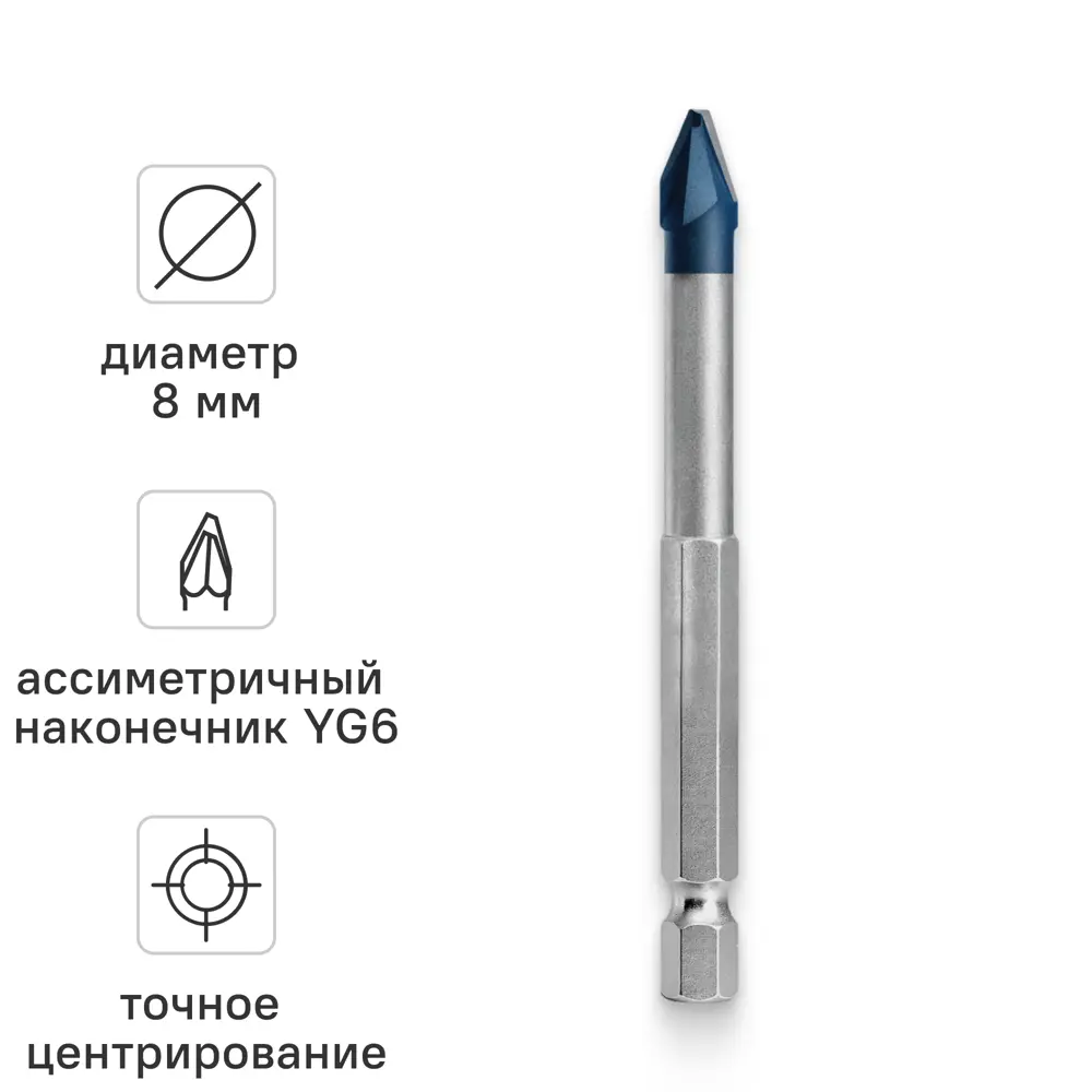 Сверло копьевидное по керамограниту Rage Furious HEX 8 мм STLM-2065217