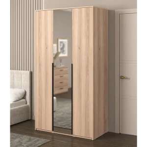 Шкаф распашной Бергамо с 2 дверями с зеркалом 120x220x60 см ЛДСП цвет дуб комано
