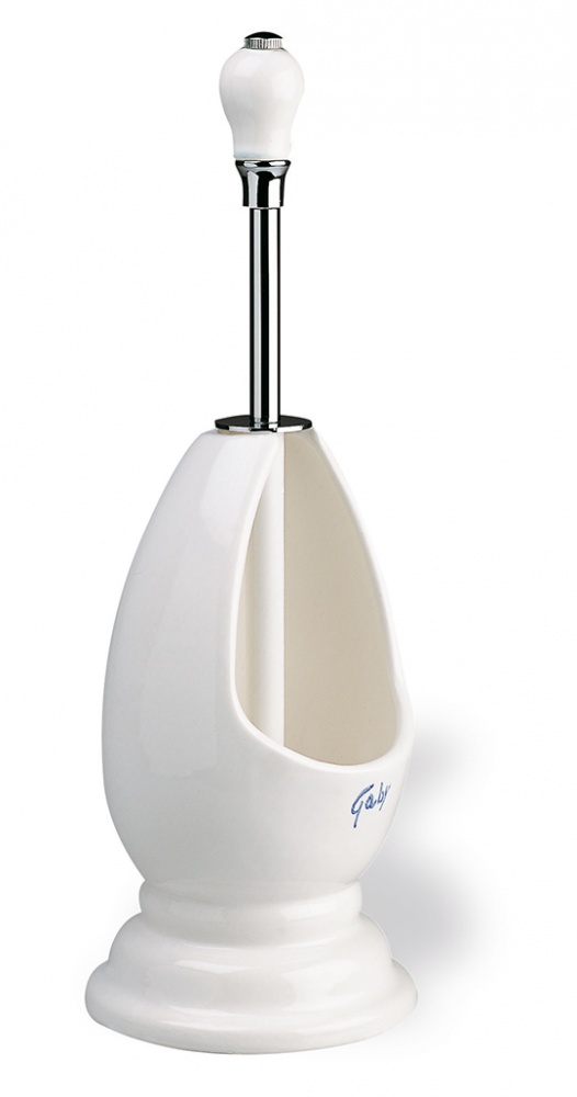 186GABRI(39) Stil Haus Nemi, напольный керамический ёрш, цвет хром - белая керамика 