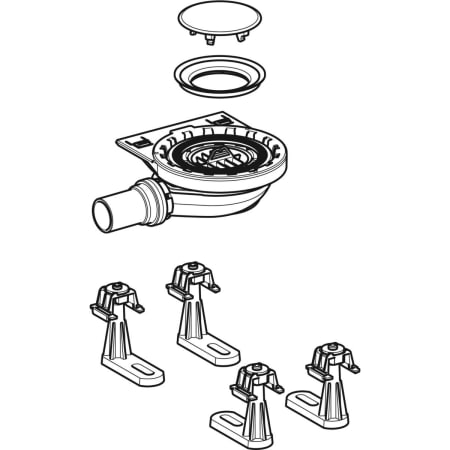 154.020.00.1 Сифон для душевых поддонов Geberit с четырьмя ножками, для душевой поверхности Setaplano, высота гидрозатвора 30 мм Geberit  - Вид №1