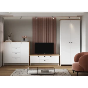 91826382 Шкаф-витрина Альбина Мс Теодора с витриной 52x210x53 см ЛДСП цвет белый STLM-1321563