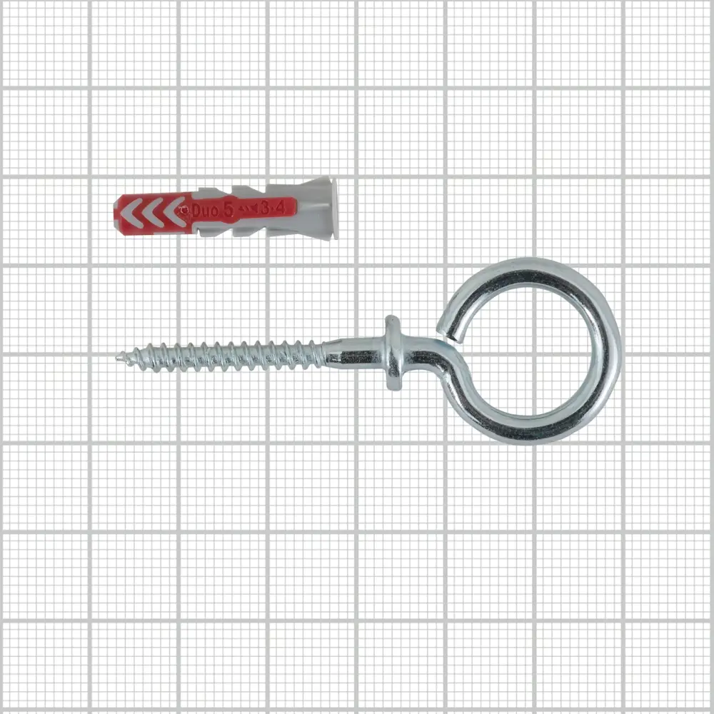 Дюбель для всех типов стен Duopower 5x25 мм крюк-кольцо цвет серый/красный 8 шт FISCHER STLM-2160571 - Вид №4