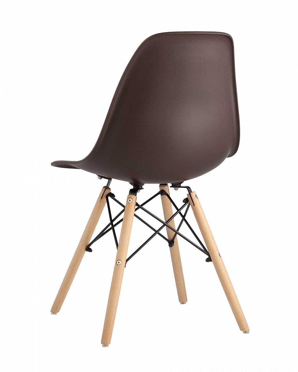 Стул со спинкой коричневый с деревянными ножками Eames EAMES ДИЗАЙНЕРСКИЕ, EAMES DSW 00-3882013 Коричневый  - Вид №3