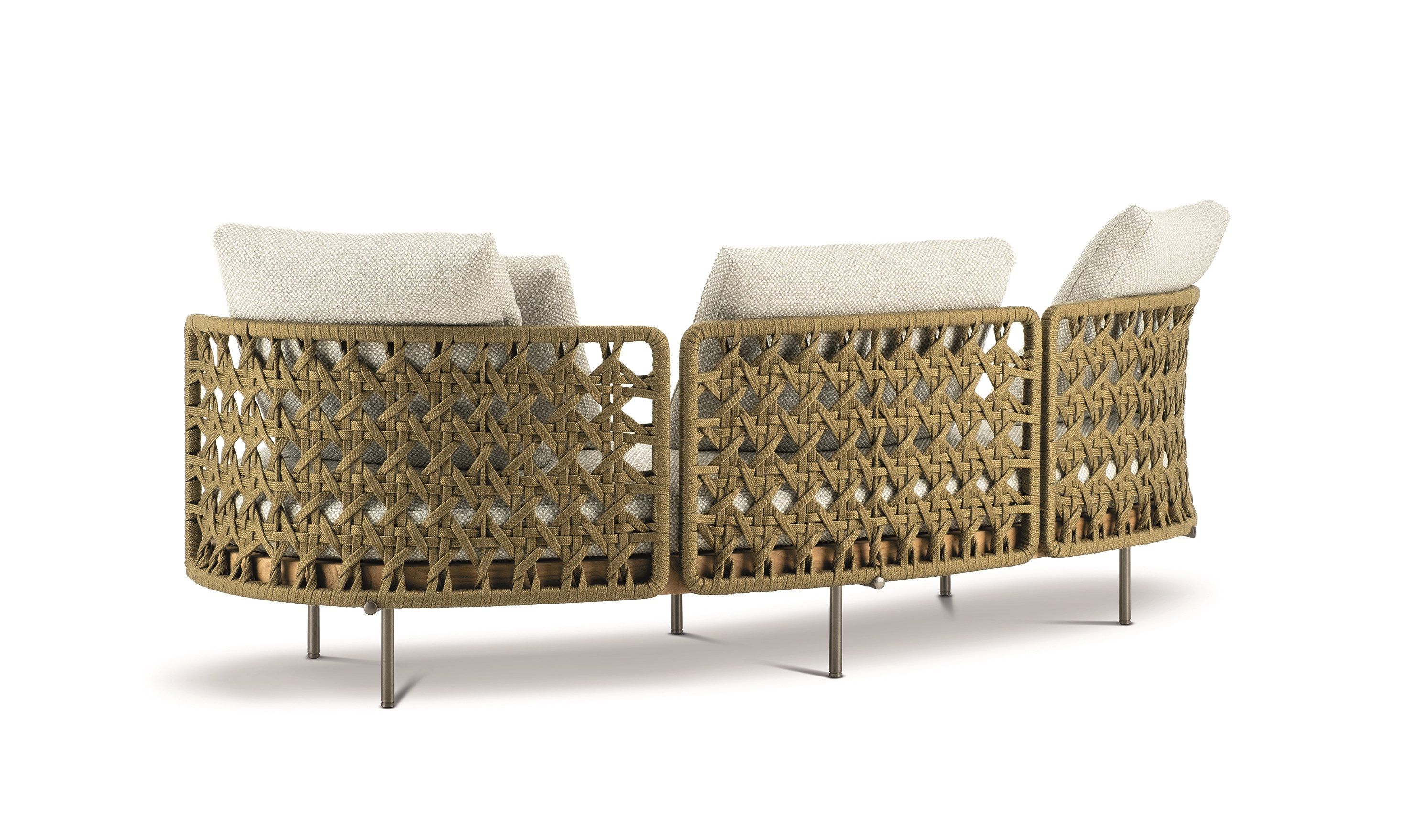 Изогнутый открытый диван со спинкой из плетеной веревки Minotti Torii Nest Outdoor ARCH-00107311 - Вид №1