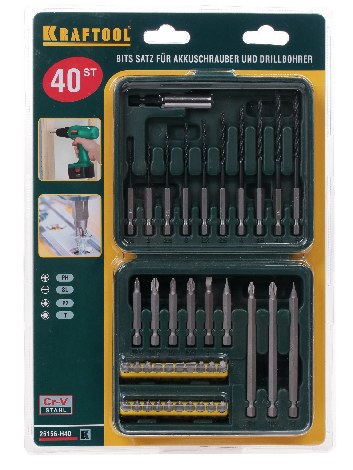 Набор бит и сверл KRAFTOOL 26156-H40 1040007 STDN-0042066