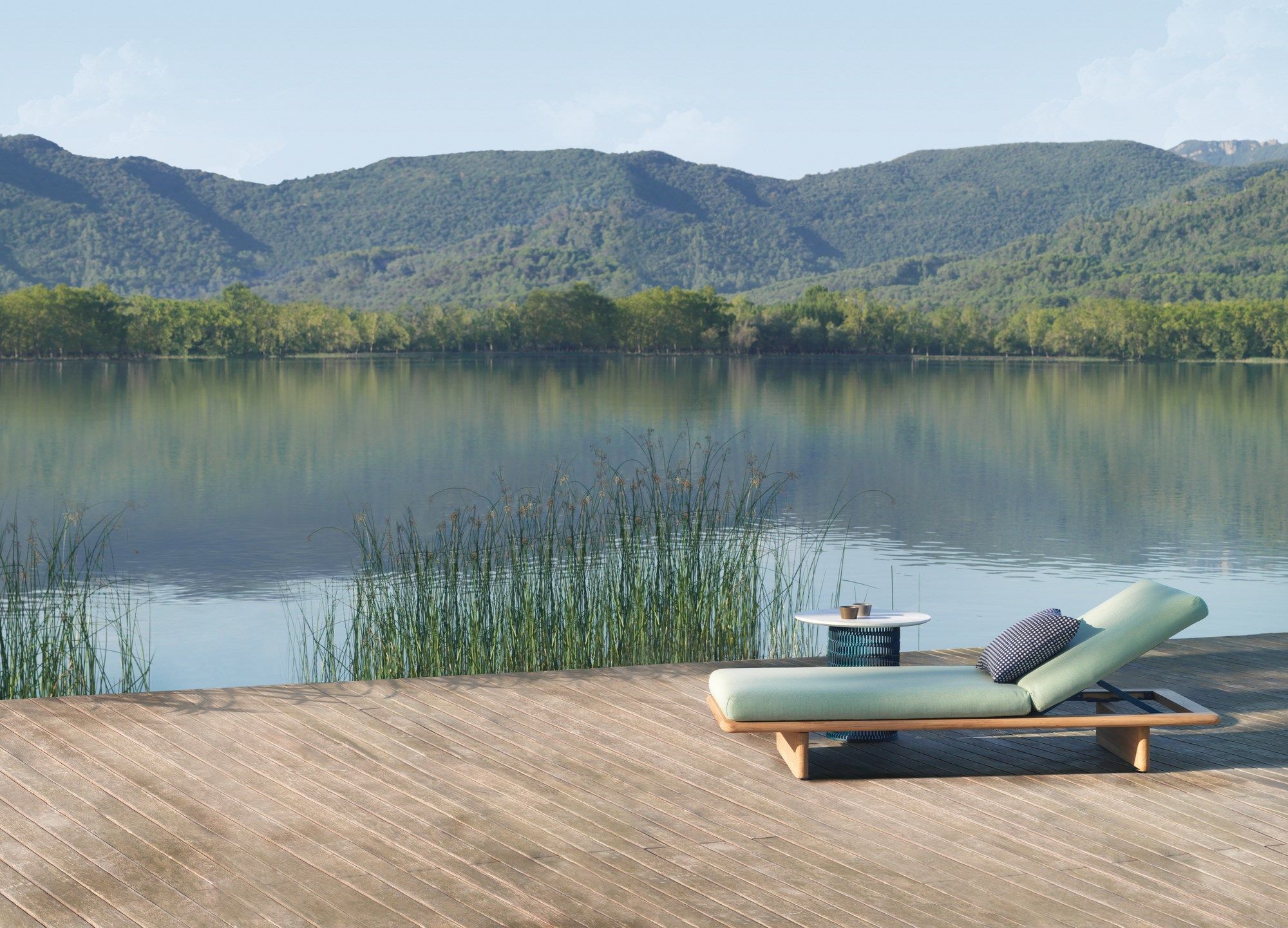 Садовая кровать с откидной спинкой из ткани Kettal сетка ARCH-00086436 - Вид №4