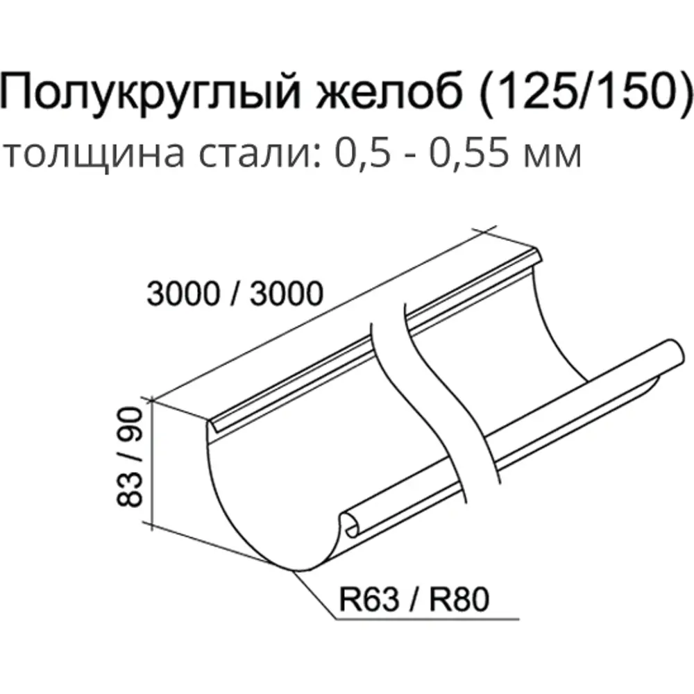 Жёлоб водосточный GL PE 125 мм 3 м цвет сигнальный белый 82124656 STLM-2021064 Grand Line  - Вид №1