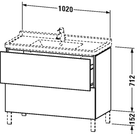 LC661003838 Тумбочка напольная L-Cube #LC6610 1020 x 469 мм Доломитово-серый глянцевый лак Duravit - Вид №1