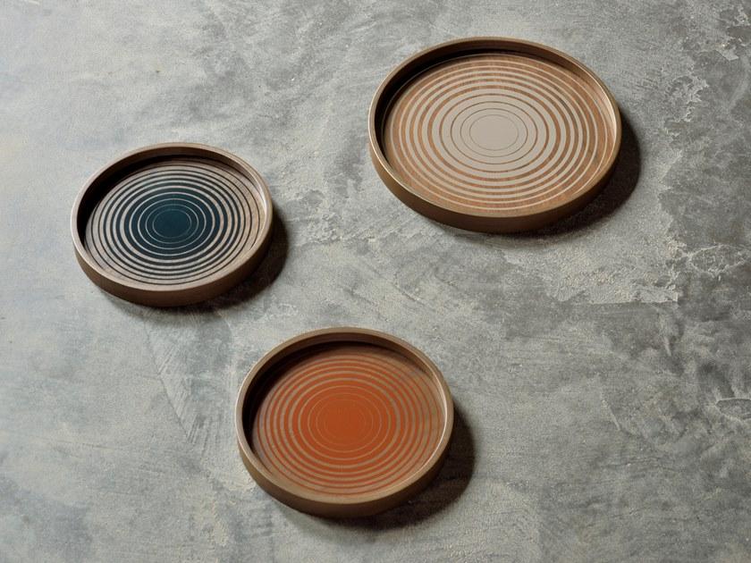 Ethnicraft Круглый поднос из дерева и стекла Linear flow 20925 - Вид №3