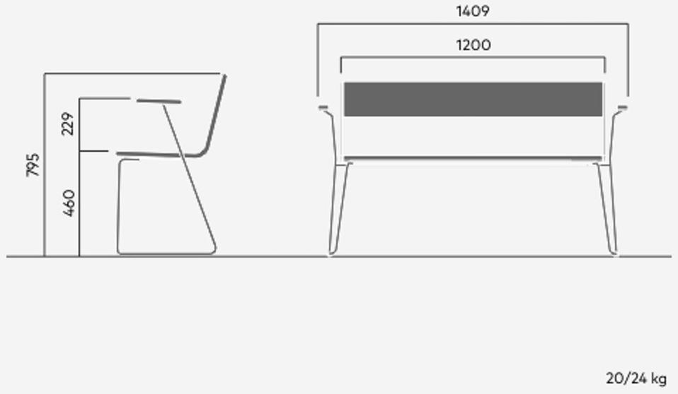 VESTRE Скамейка из стали и дерева с подлокотниками April go sun-id-1399679 - Вид №2